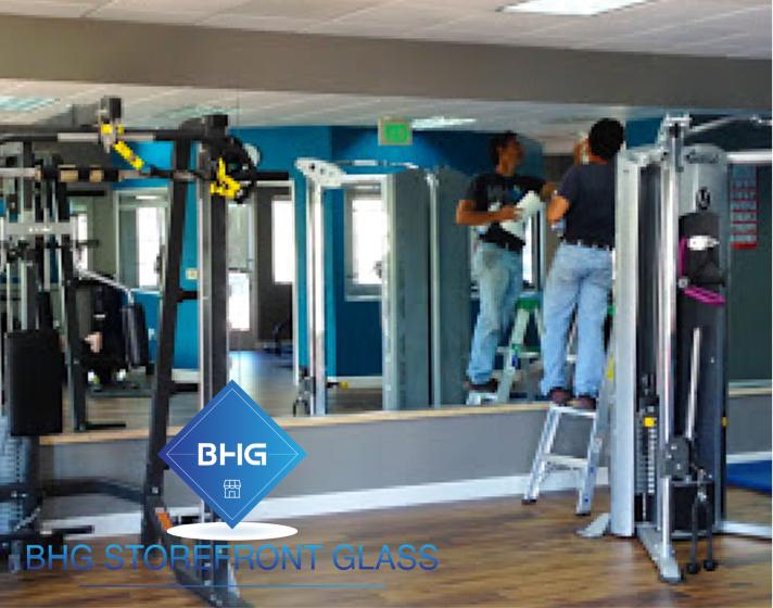 Denver commercial glass company crew installing glass