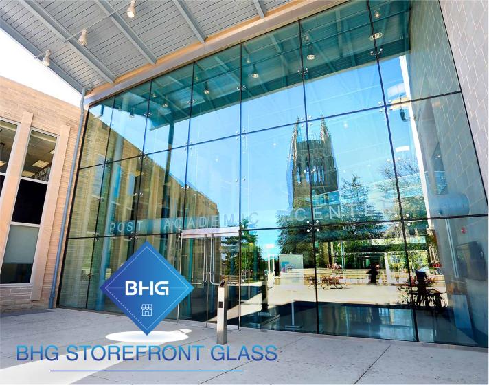 Glass storefront entry
