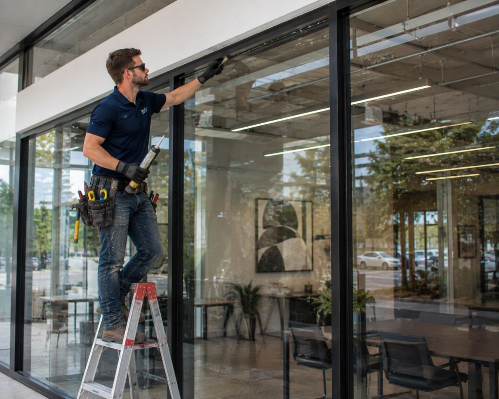Glazing crew at work